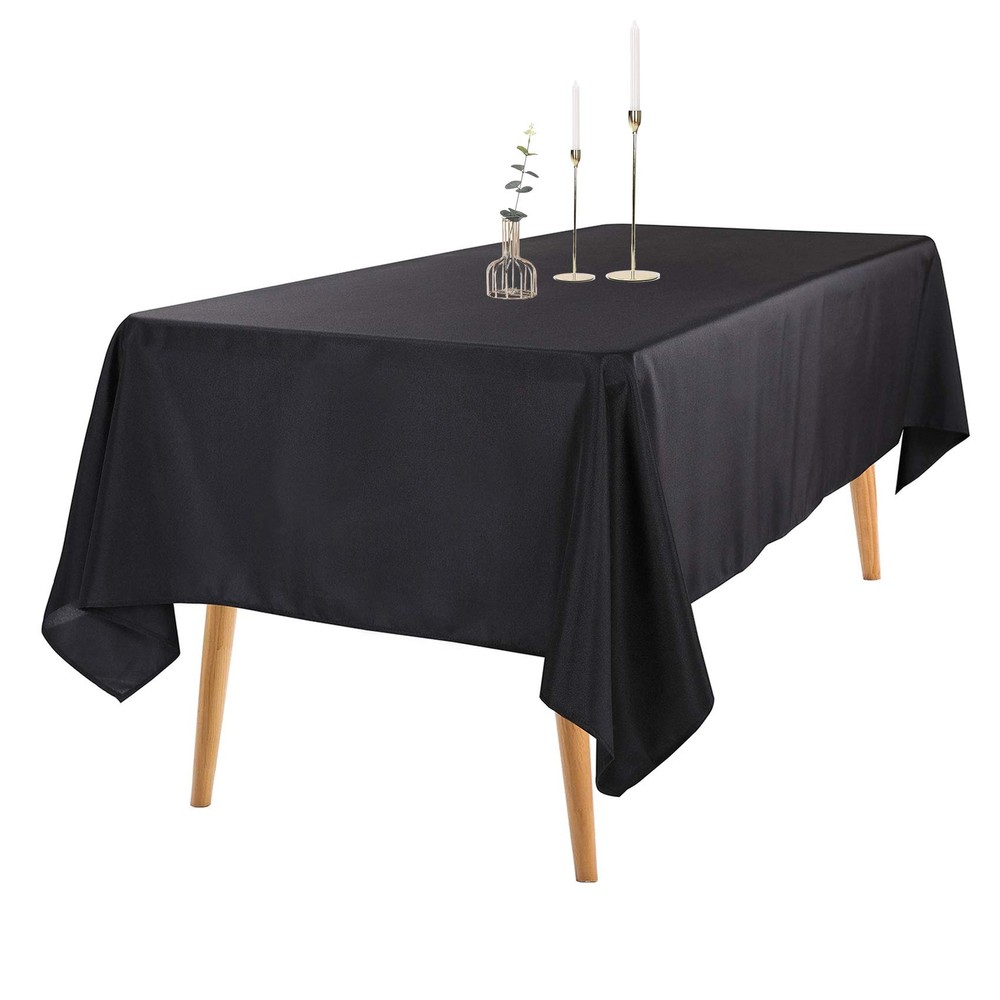 2pack 60x102 Inch Black Rectangular Tablecloth 6 Feet Table Cloth in Polyeste...