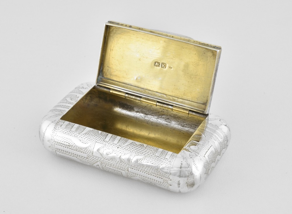 Rare Antique English Georgian Solid Silver Snuff Box, William Edwards, 1805