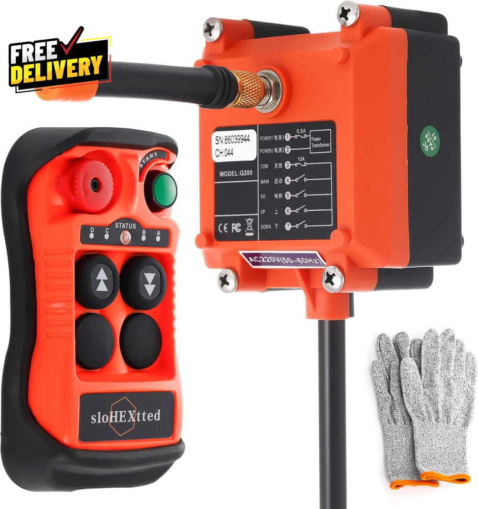 2 Button Wireless Crane Remote Control Kit 12V 24V Transmitter Receiver…