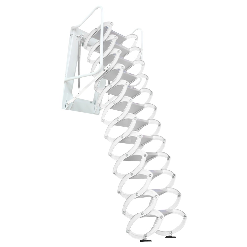 12 Steps Folding Frame Ladder Loft Telescopic Stair Pull Down Attic Ladder