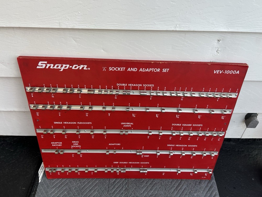 RARE Snap On Tools Peg Board 1/2” Socket And Adapter Set VOV-1000A