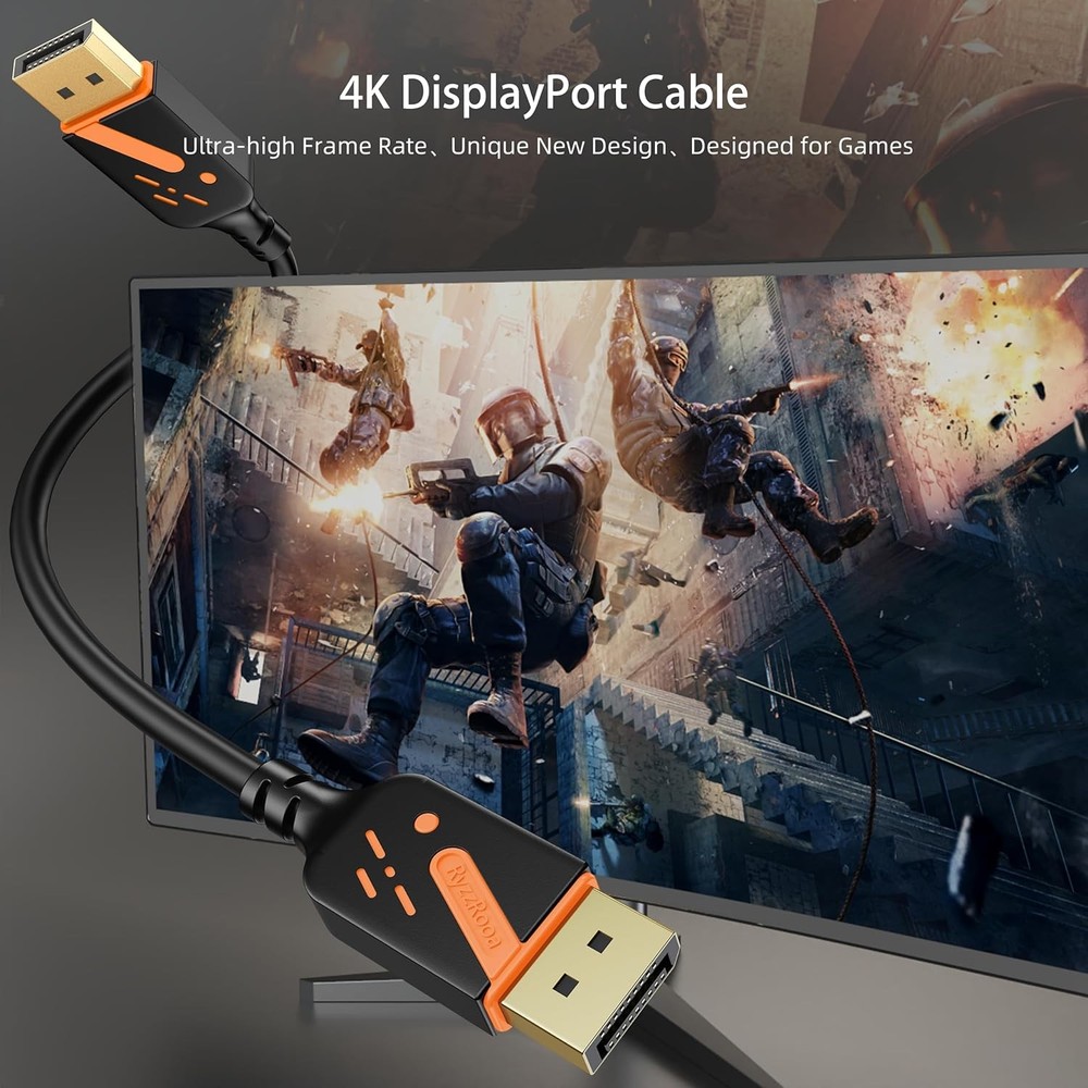 Short DisplayPort Cable 1 FT, 2-Pack DP to Cables, 4K Display 1 Orange