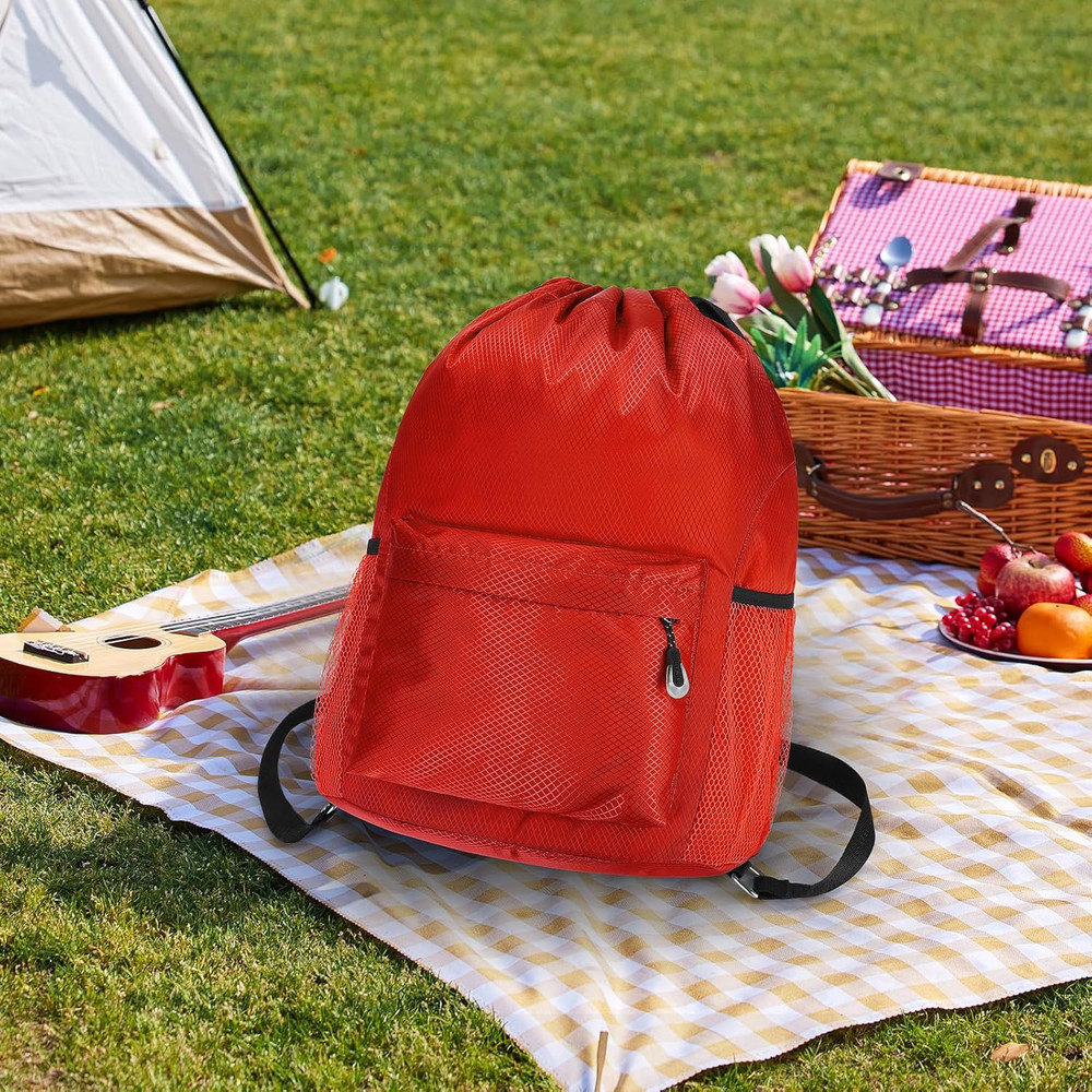 Waterproof Drawstring Bag, Lightweight String Backpack with Water Bottle Holder