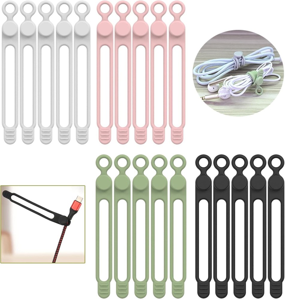 Silicone Cable Ties,Reusable Cable Management Organizer, Multipurpose Elastic