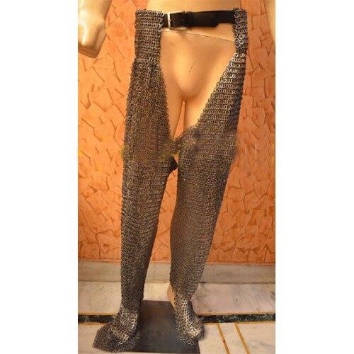 Halloween Chain Mail Legging Flat Riveted Solid Ring Medieval Chausses in 8 mm