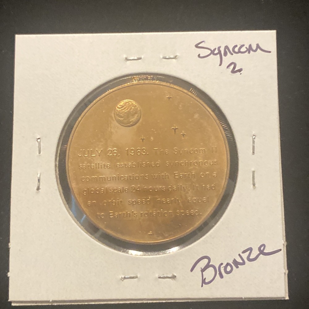 Vintage Syncom 2 Bronze Token Space Synchronous Orbit Satellite Token