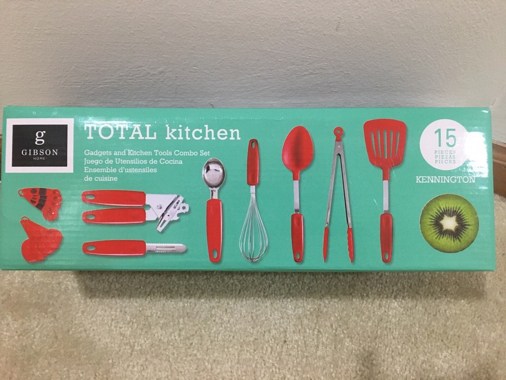 GIBSON HOME 15 Piece RED Gadgets and Kitchen Tools Combo Set NEW
