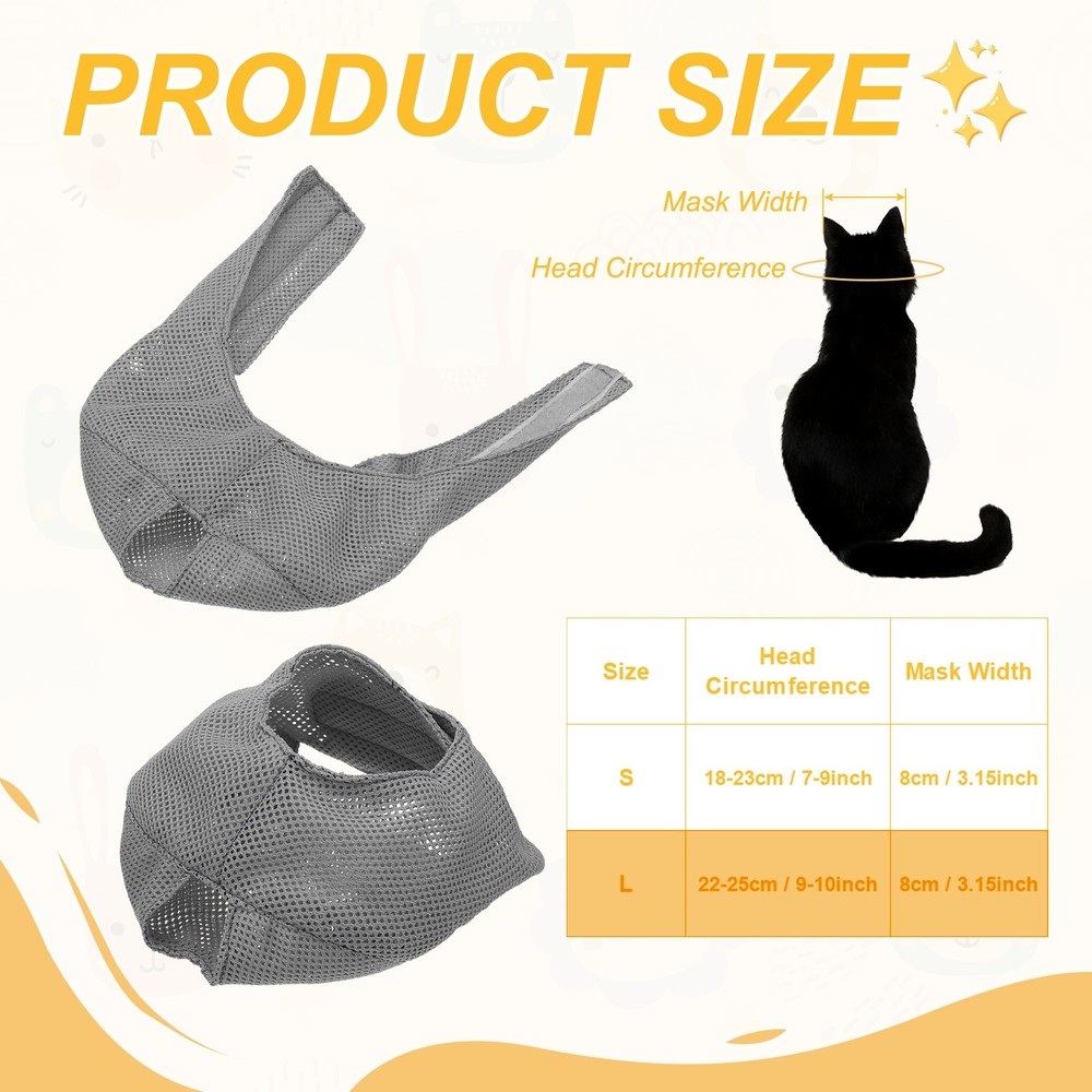 Cat Muzzle Breathable Mesh Muzzle Circumference 7-9 Inches Light Gray