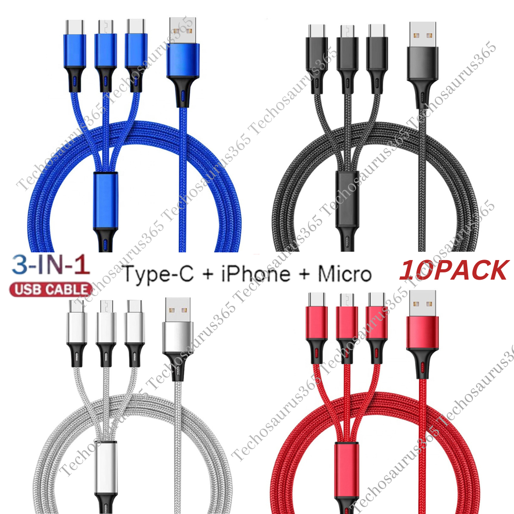 3 in 1 Fast USB Charging Cable Universal Multi Function Cell Phone Charger Cord