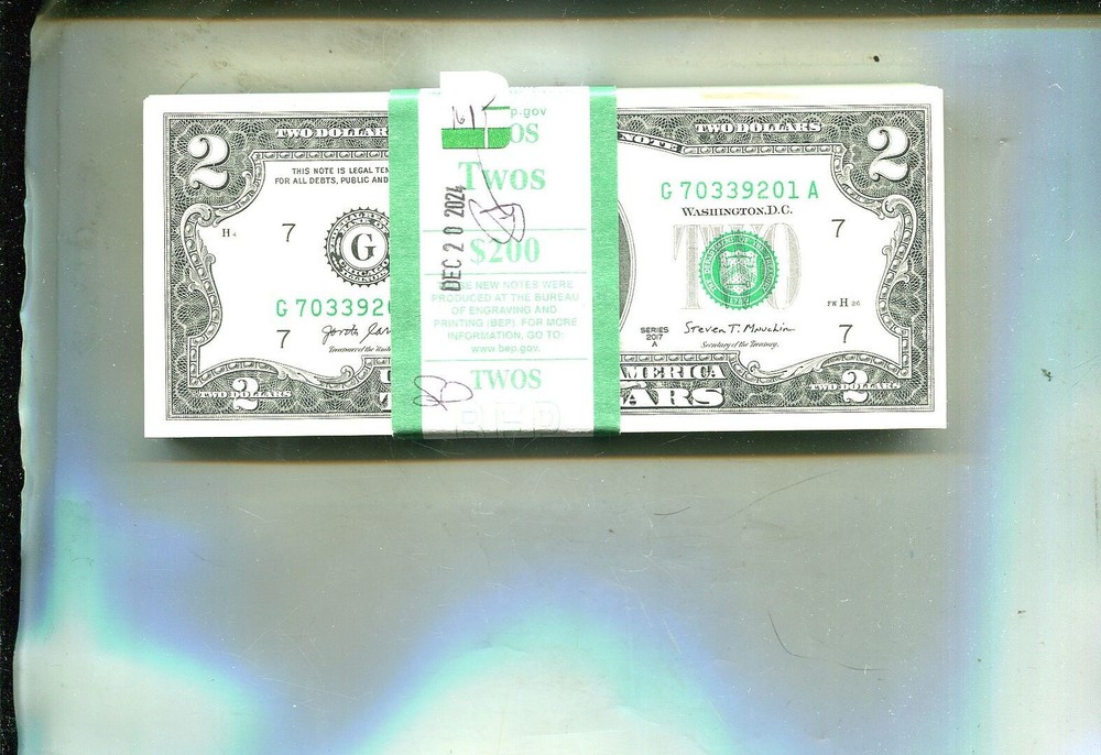 2017 A $2 CHICAGO ILLINOIS CURRENCY 100 NOTE PACK ORIGINAL 161T