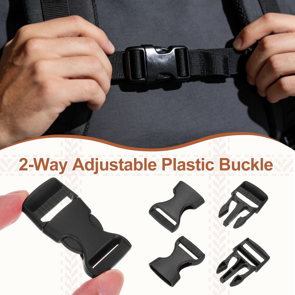 4 Pack Quick Side Release Buckle, 0.8" Plastic Buckle Clip, Black