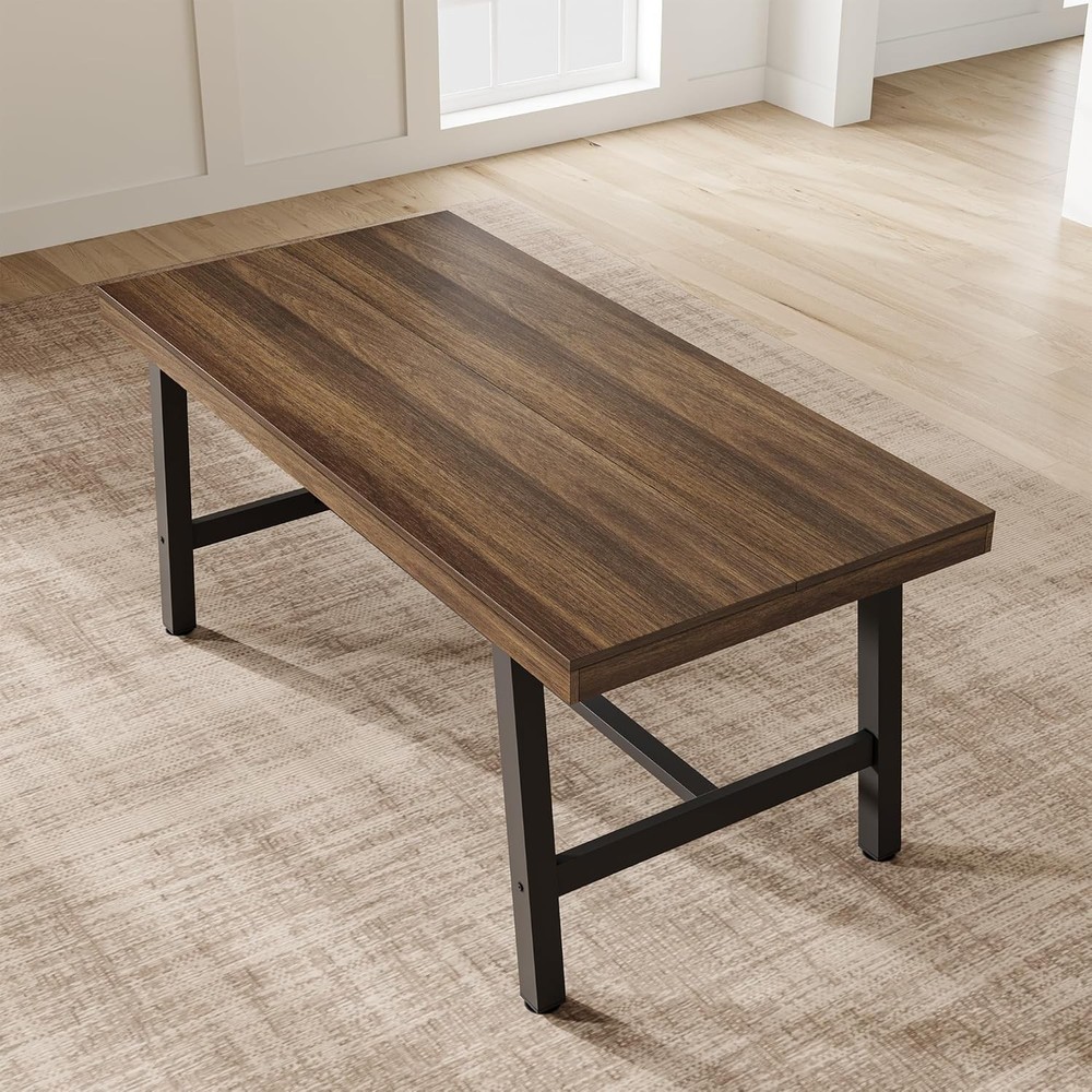 63 in Dining Table 4-6 People Industrial Rustic Wood Rectangular Kitchen Table