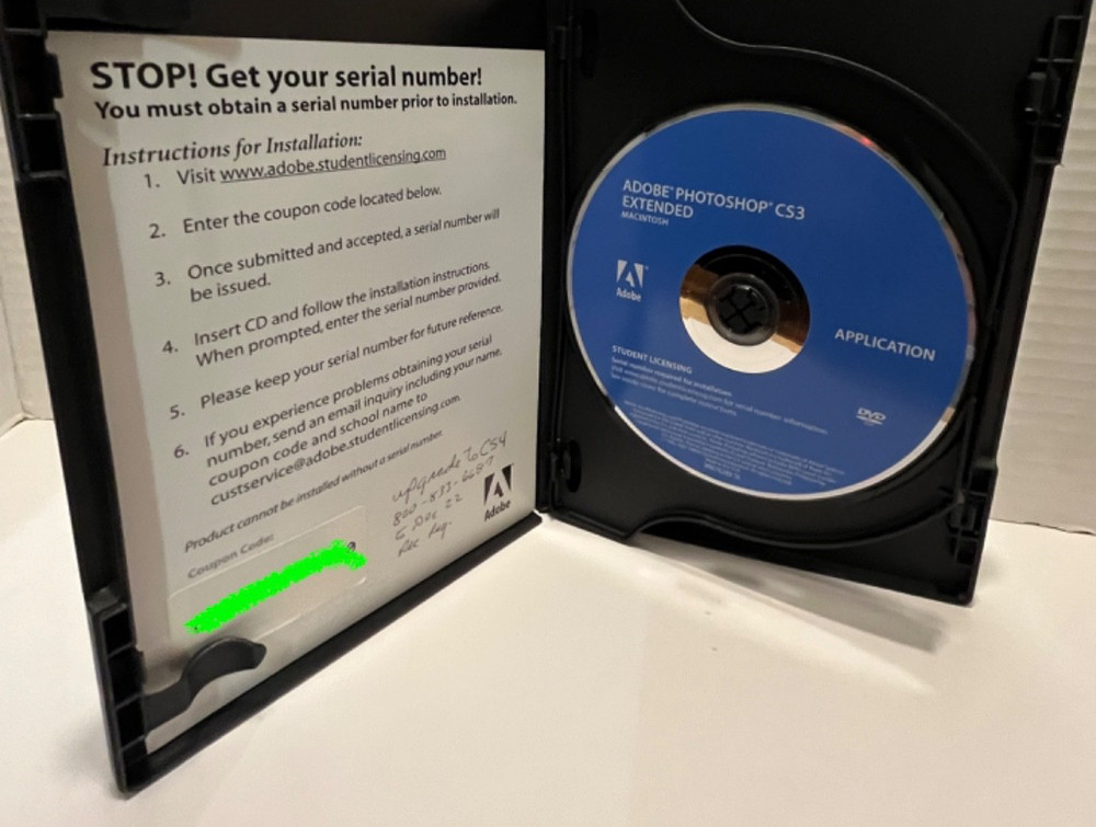 Adobe Photoshop CS3 Extended Mac Student Licensing – Untested w/ Discs & Case