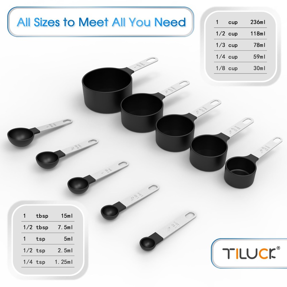 Measuring Cups & Spoons Set Stackable Cups and Spoons Nesting Measure Cups wit