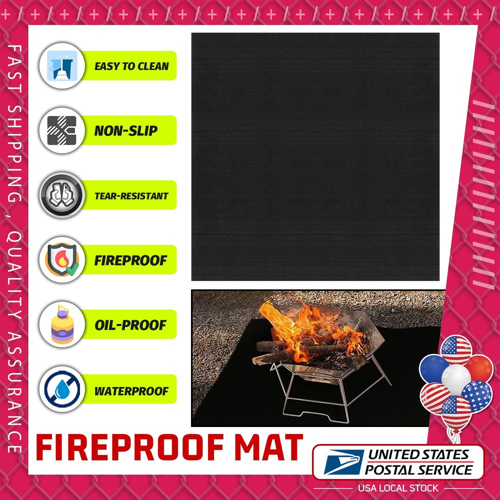 19.6"x19.6" 5mm for Fireplaces Fire Resistant, Fireproof Fireplace Mat Protector