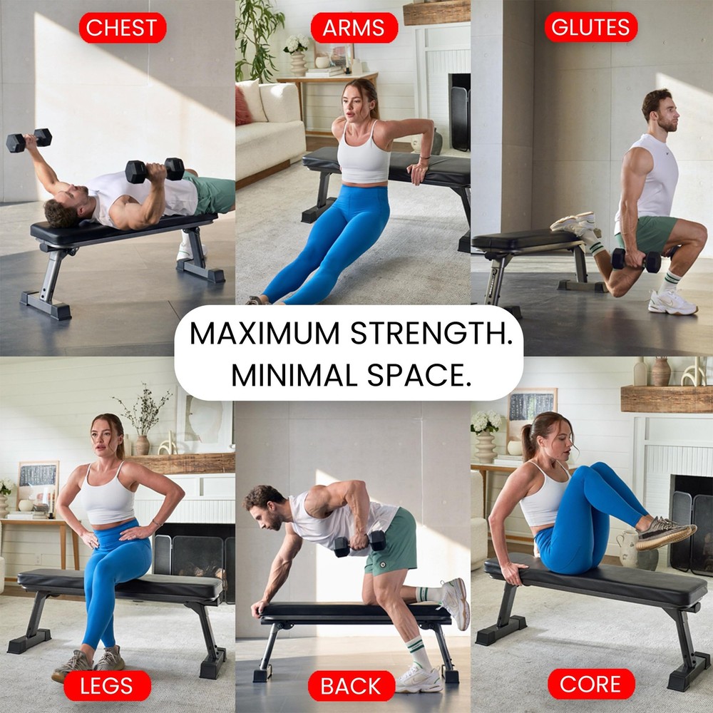 Finer Form Gym Quality Foldable Flat Bench for Multi-Purpose Weight Training ...