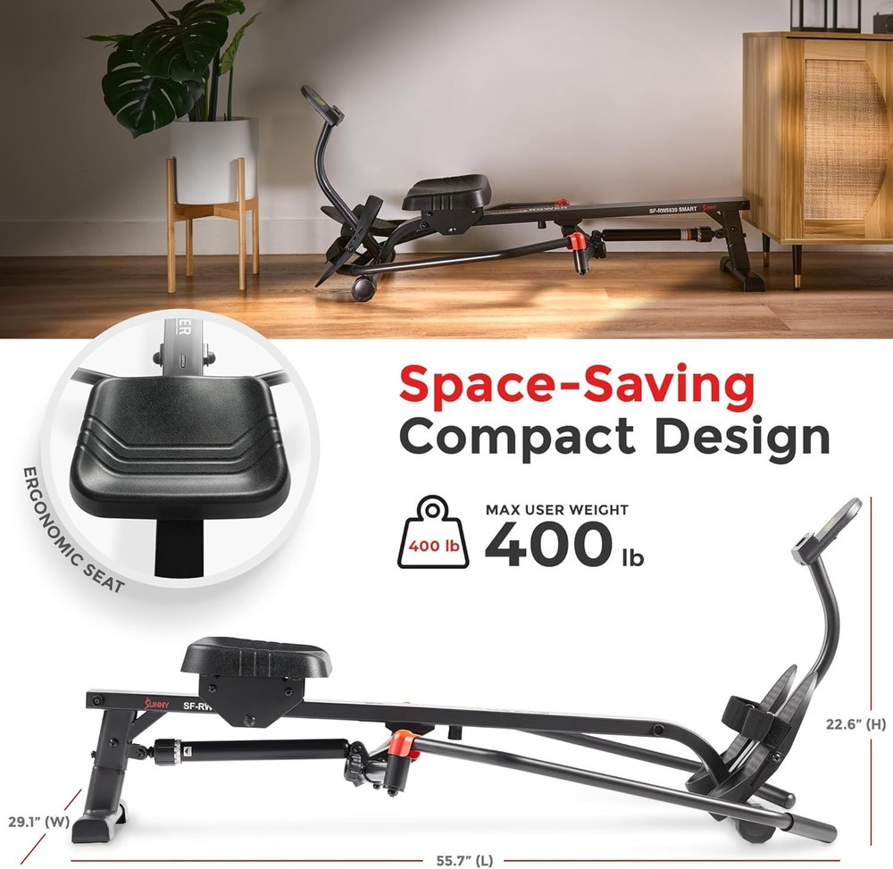 Full-Motion Rowing Machine w/Adjustable Resistance, Low-Impact Full-Body Work...