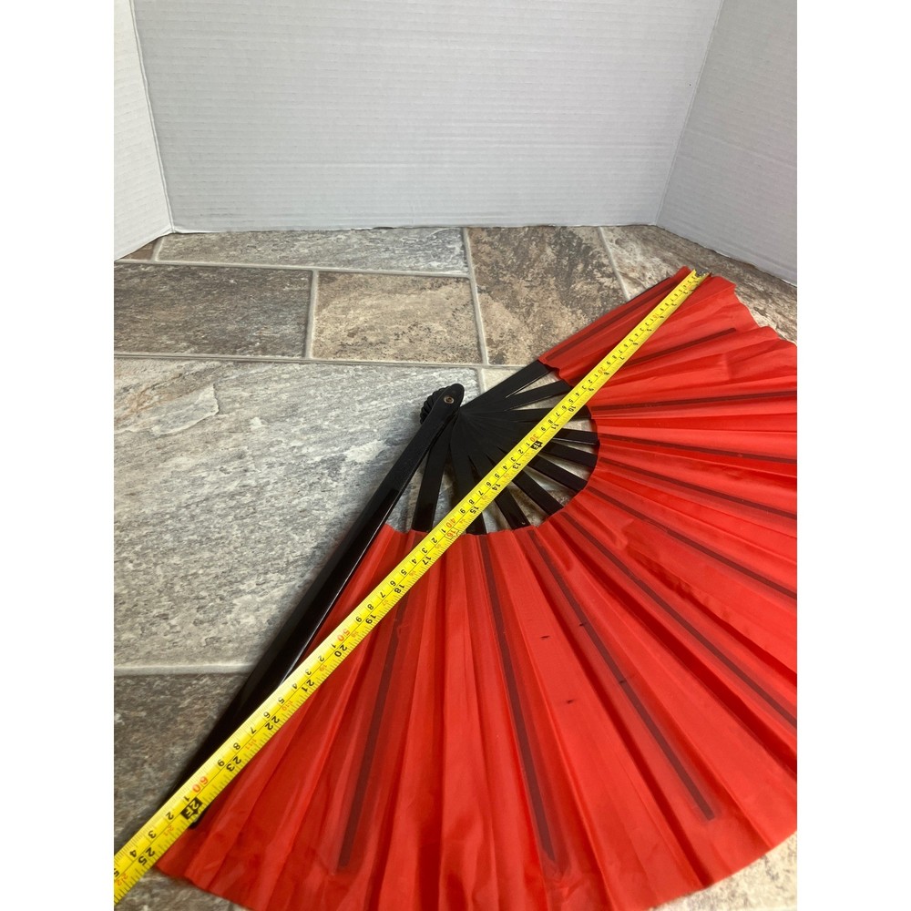 Red Black Folding Fan Dance Prop Performance Stage Accessory