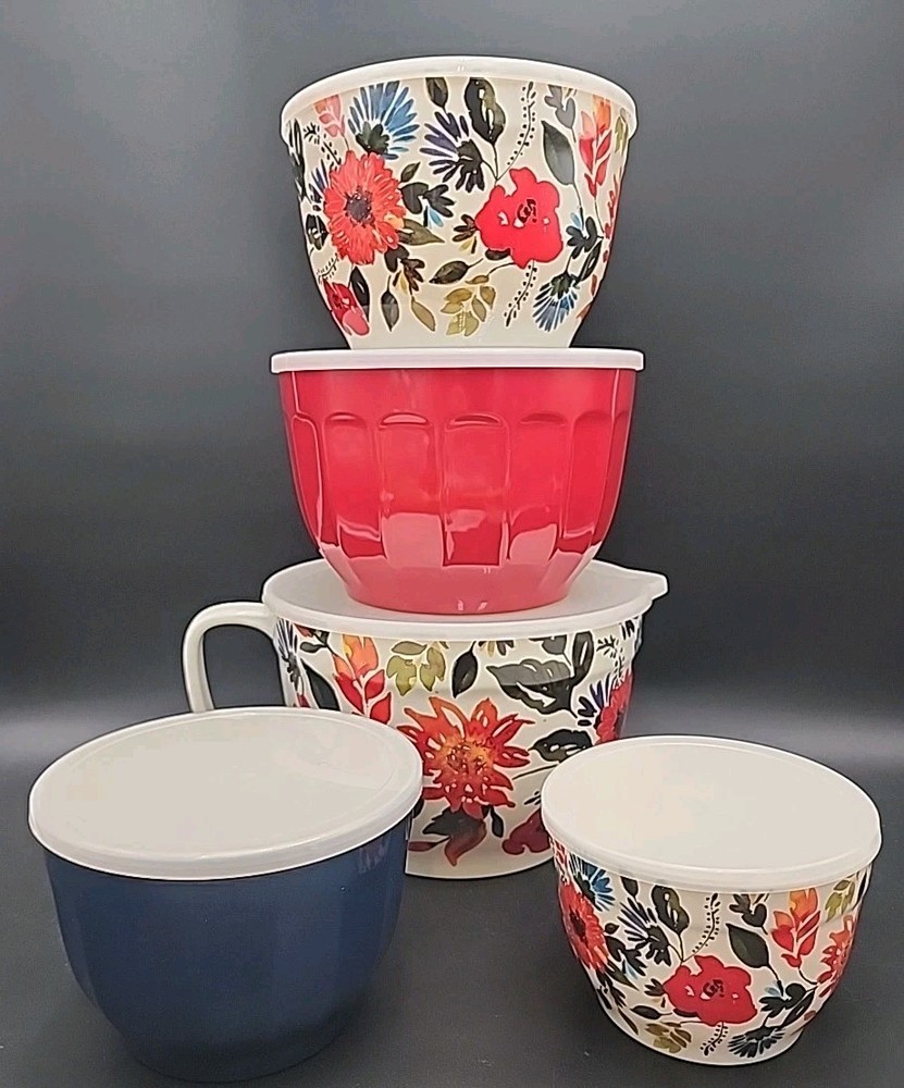Melamine Mixing Bowl Set, 10 Piece Set, Spring Bouquet