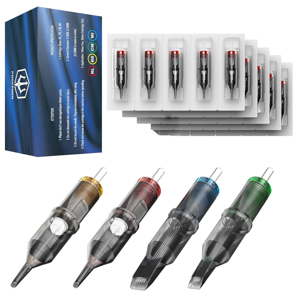 Poseidon Tattoo Cartridge 50Pcs Assorted Mixed Size...
