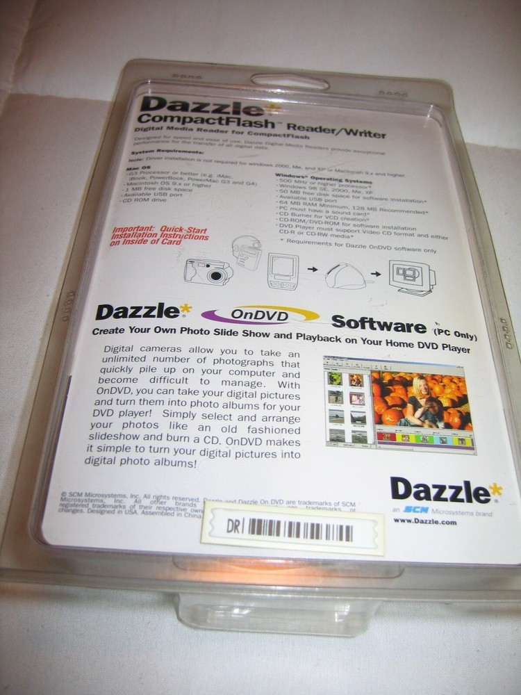 Dazzle CompactFlash Reader/Writer Digital Media Reader Software DM-8000 NEW