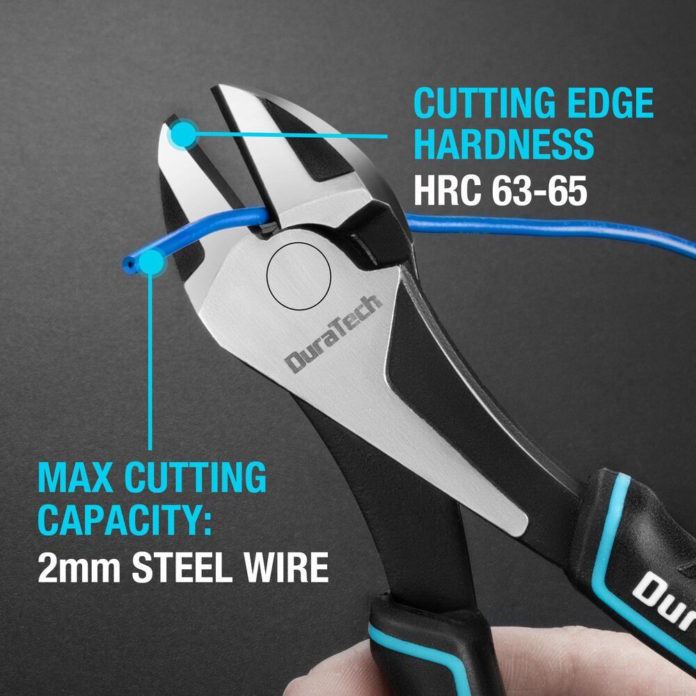 DURATECH 7" High Leverage Diagonal Cutting Plier Cr-Ni Wire Cutters Side Cutters
