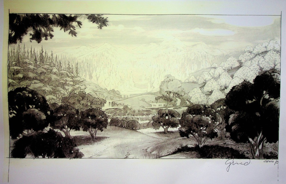 Pixie Hollow Games 2011 SIGNED Dennis Greco Production Background Layout Copy