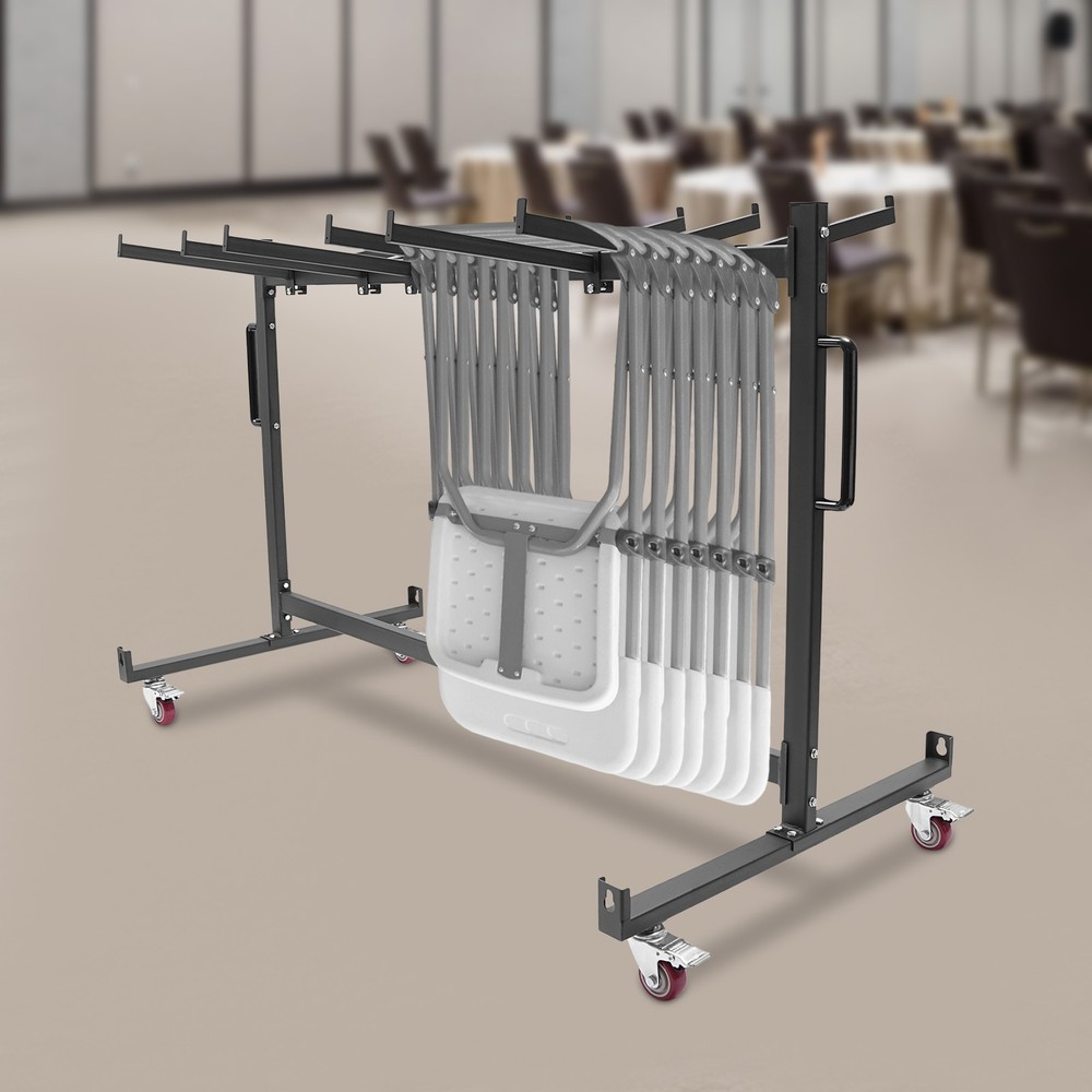 Black Table Cart Adjustable Spacing Folding Table Cart Folding Table Trolleys