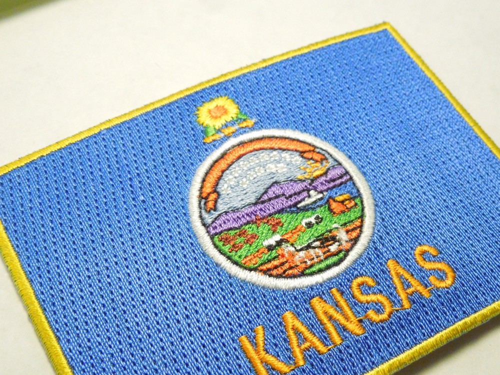 Kansas State Flag Crest Embroidered Iron On Patch