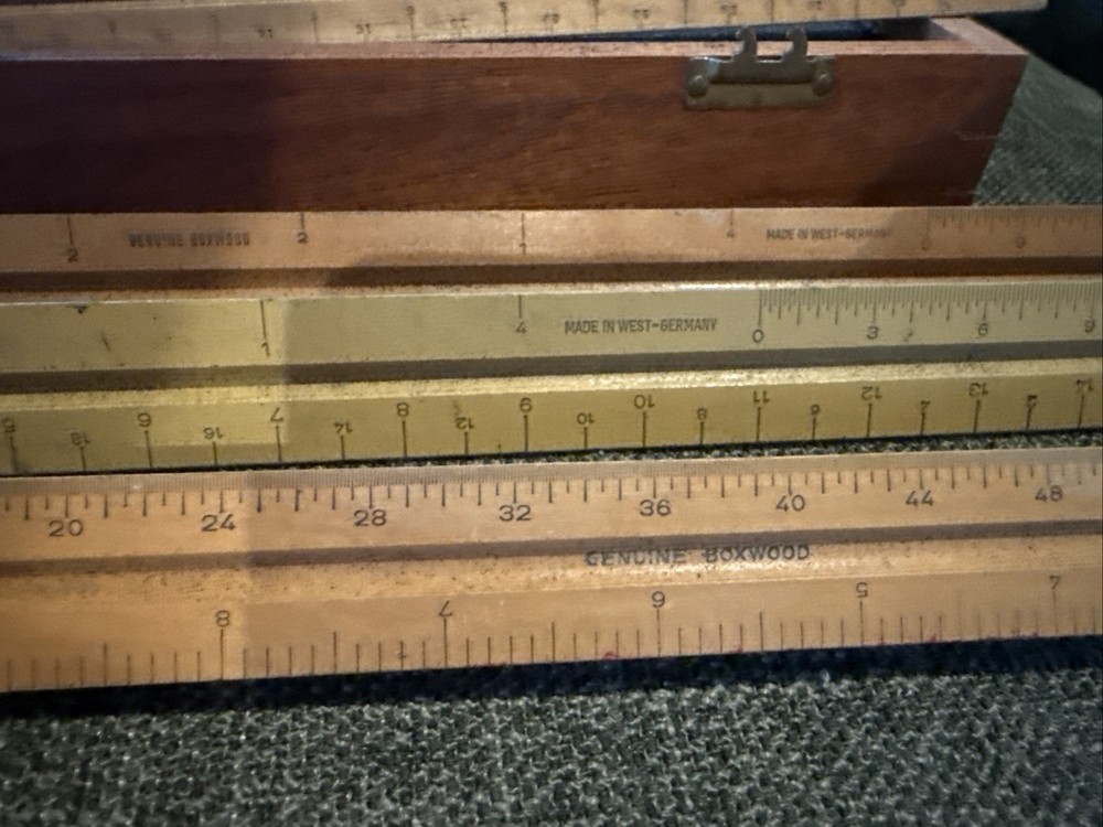 Keuffel Esser Co Drafting Ruler Paragon Triangular Vintage Assorted Lot Boxwood