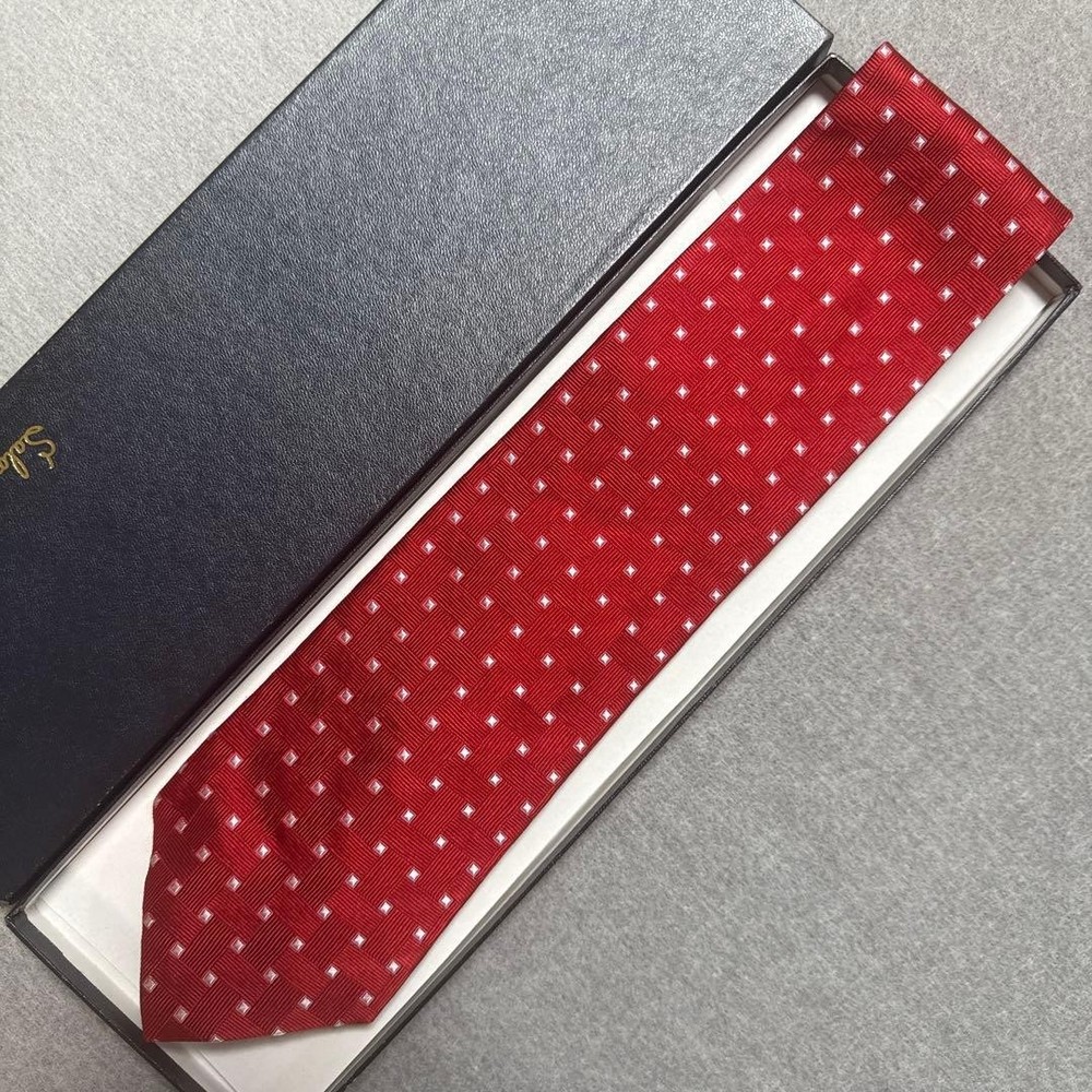 Paul Smith tie red dot floral pattern silk jacquard