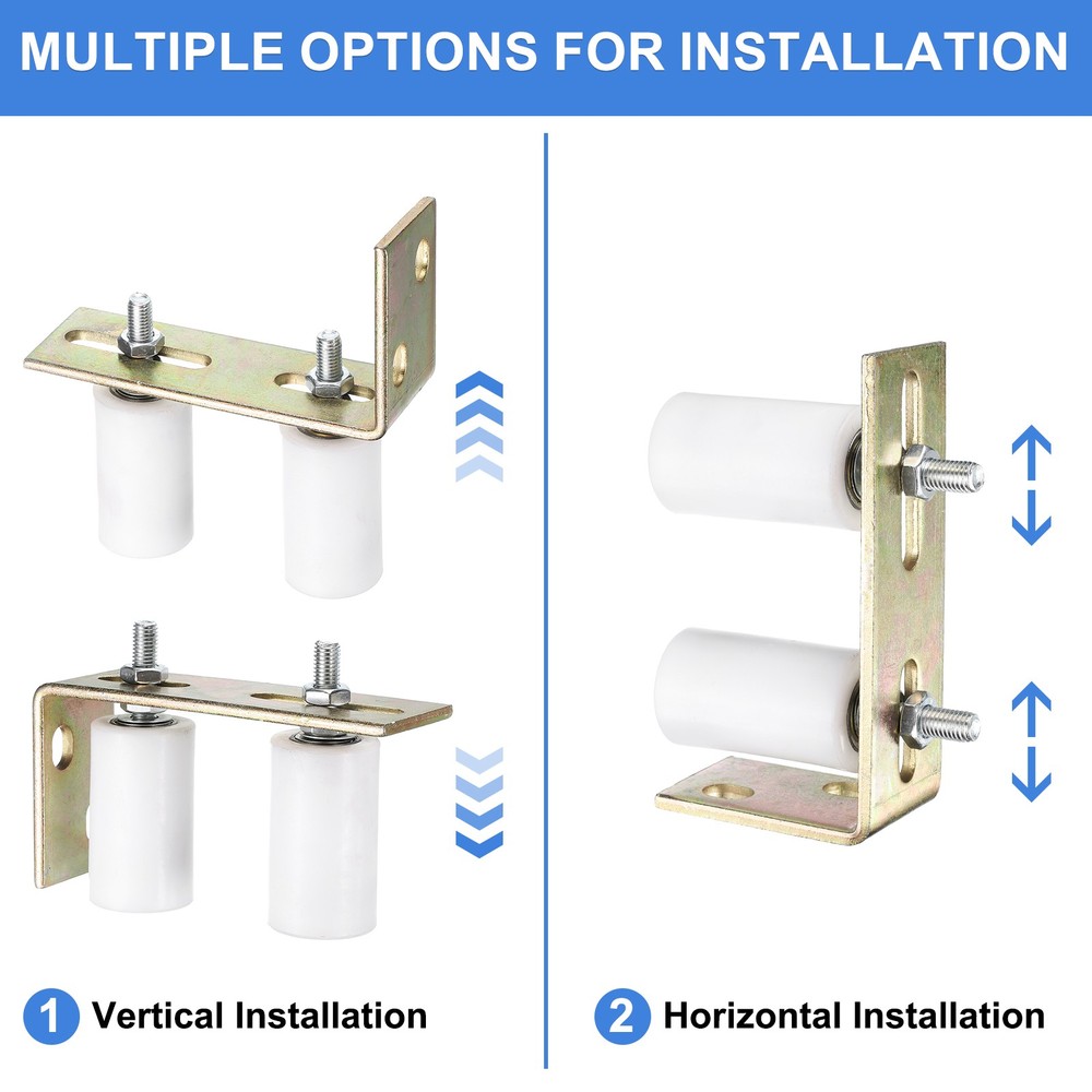 4Pcs Slide Gate Guide Roller 3" Nylon Gate Support Rollers with Bracket, White