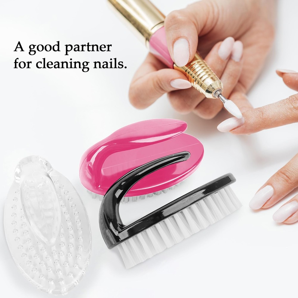 6 Pack Handle Grip Nail Brush Set, Oval-Shaped Scrub Cleaning Multicolor