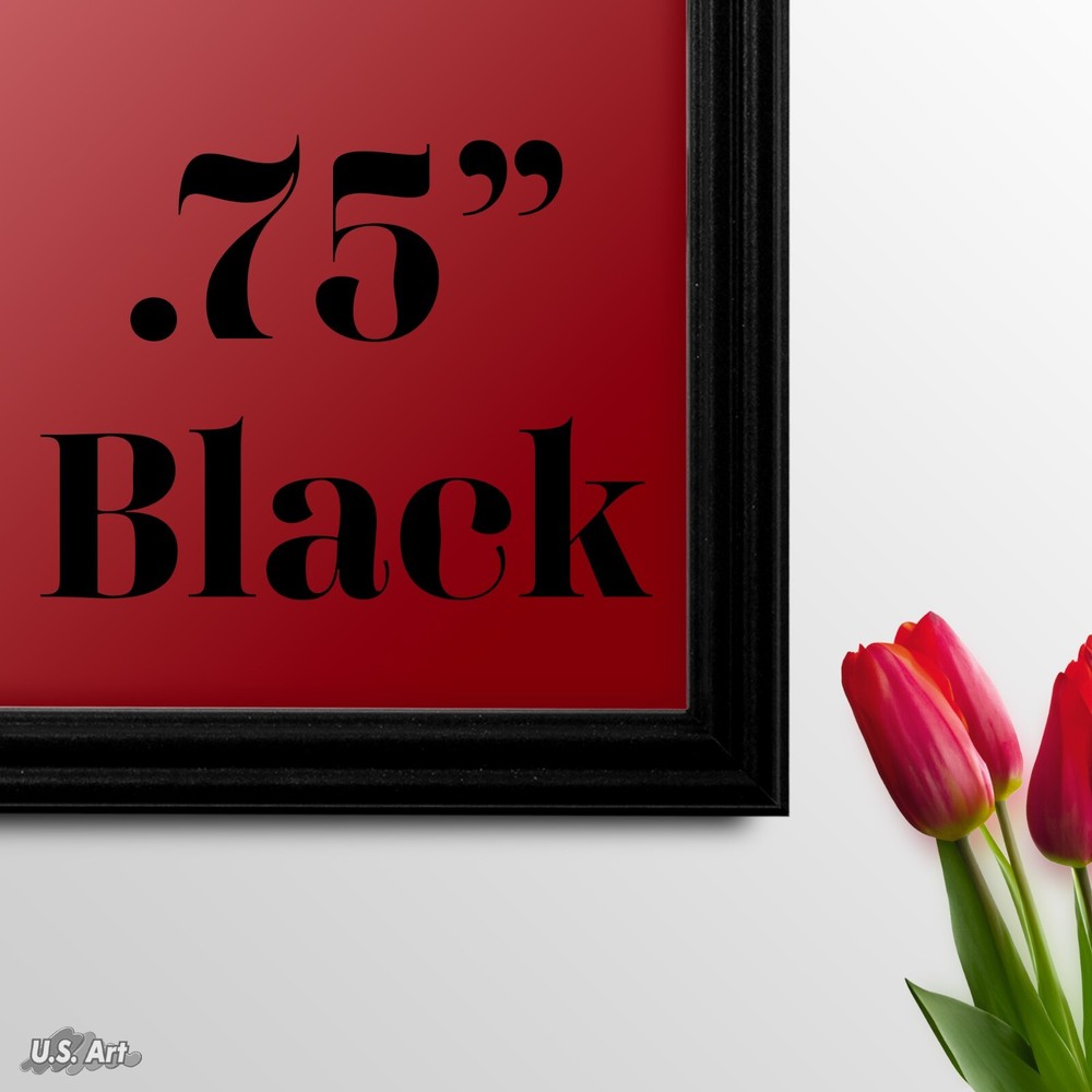 US ART Frames 0.75" Black Solid Poplar Wood Picture Poster Frames S-B