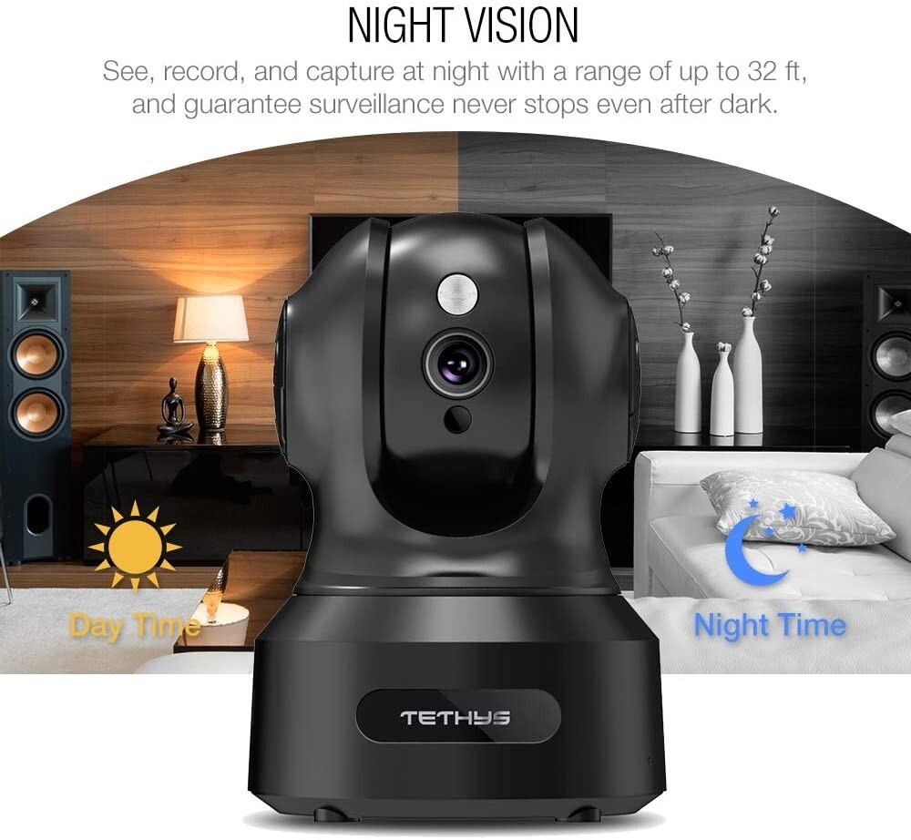 TETHYS Wireless Security Camera 1080P Indoor Work w/Alexa - Used