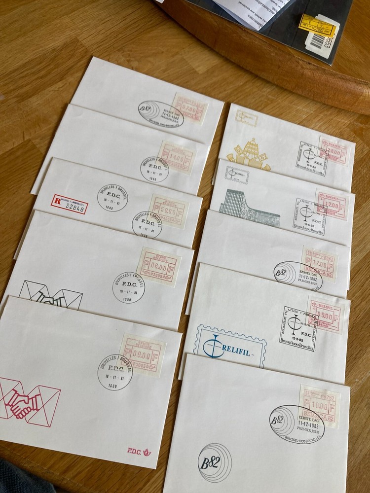 Belgium 10 FDC covers all frama label types