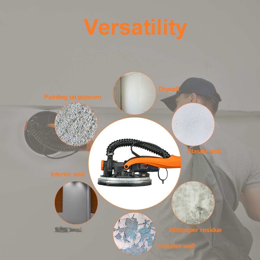 MAXXT Drywall Sander 820W Variable Speed Auto Vacuum System LED Strip Light