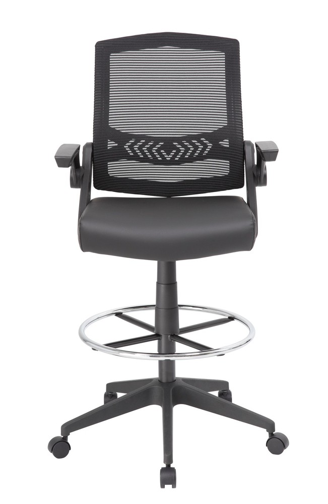 Boss Mesh Drafting Stool w/ Flip Arms MODEL # B16223-BK