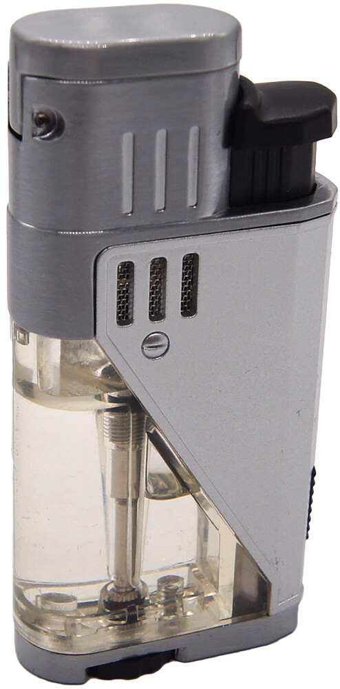 Double Jet Torch Lighter Cigar Windproof Flame Refillable w/Punch Clear Window b