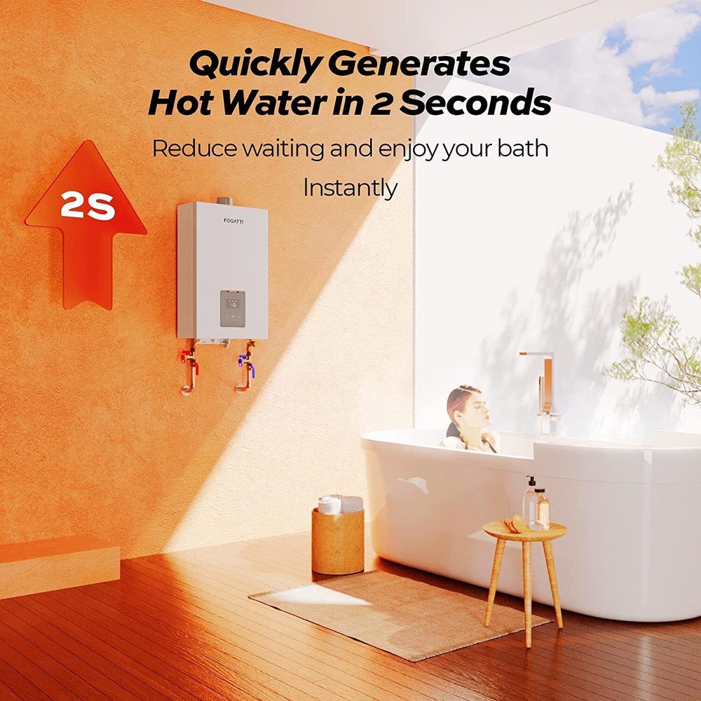 FOGATTI Indoor Tankless Water Heater 5.1 GPM Instant Hot Boiler Natural Gas