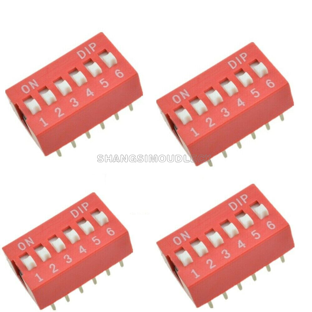 20PCS 2.54mm 6 Position Slide Type Switch Module 6-Bit DIP Red Pitch