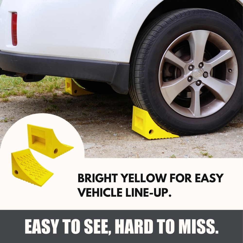 SECURITYMAN Heavy Duty Wheel Chocks (2 Pack) - Durable, 2 Pack, Yellow