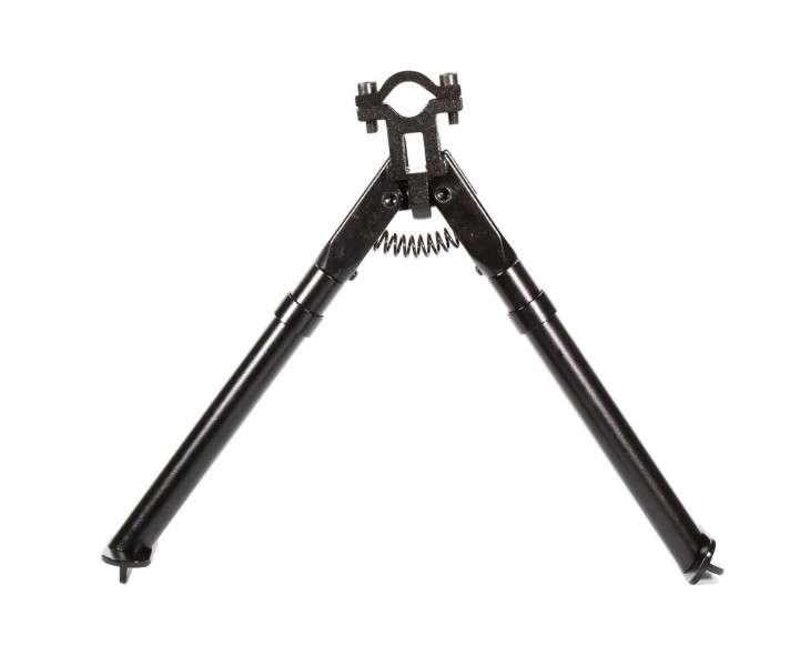 Universal Barrel Clamp Bipod – Folding, Adjustable Legs, Matte Black