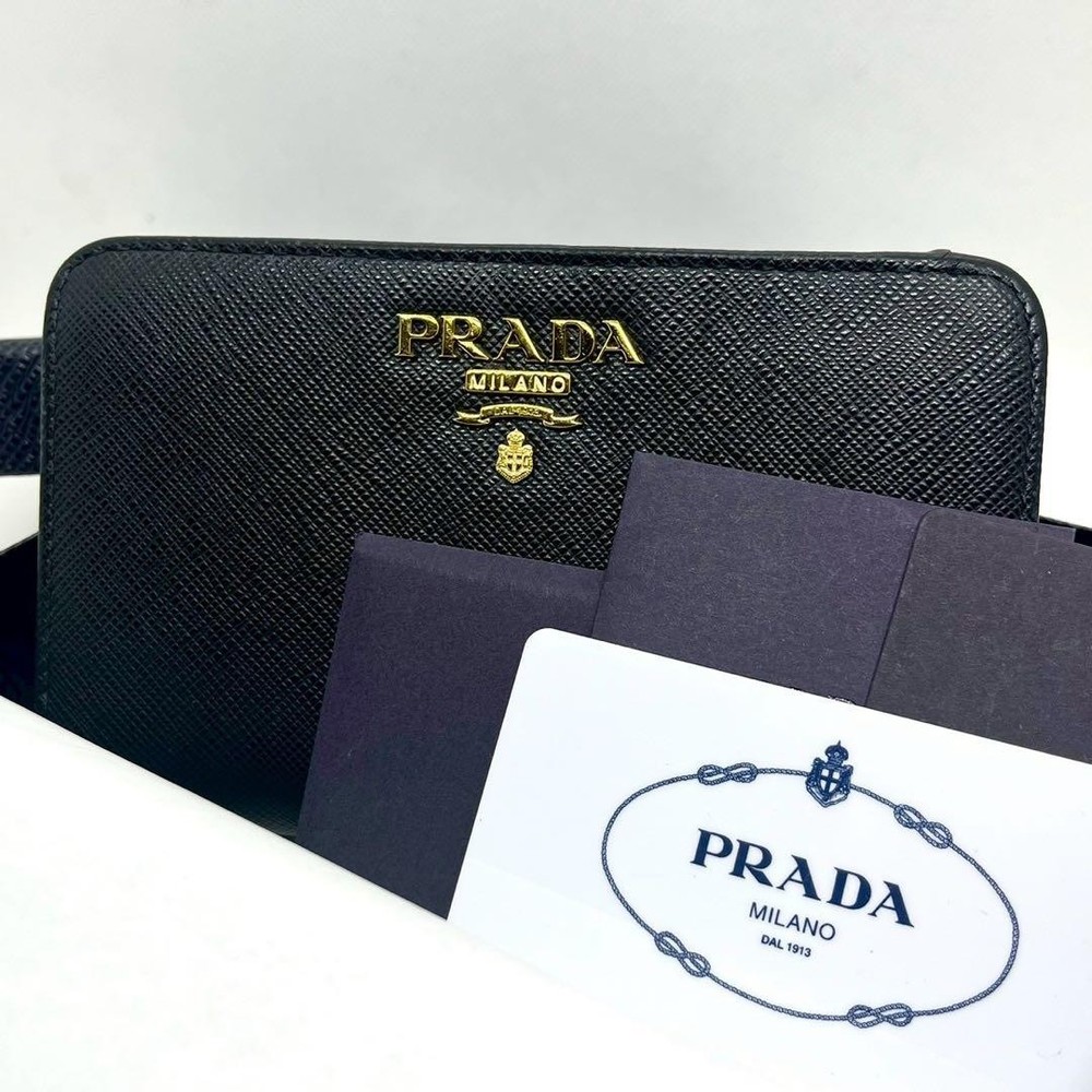 PRADA Two-Fold Wallet Saffiano Metal Logo