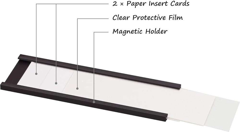 Magnetic Label Holders 2'' X 4'' 70 Pack with Paper Inserts and Clear Plastic...