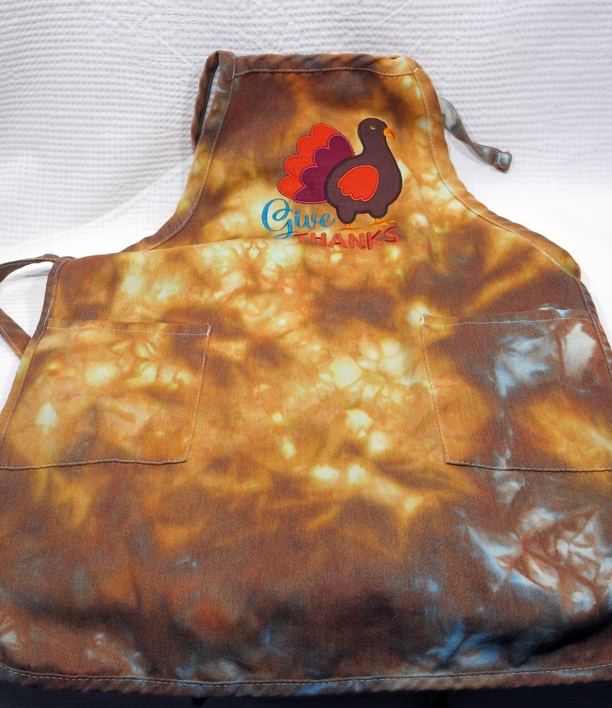 Embroidered Ice Dyed Give Thanks Apron Fall colors