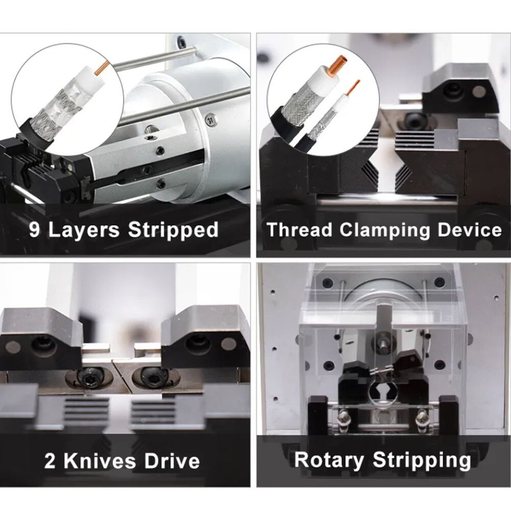 110V Semi-automatic Coaxial Wire Stripping Machine Multi-layer Rotary Stripper