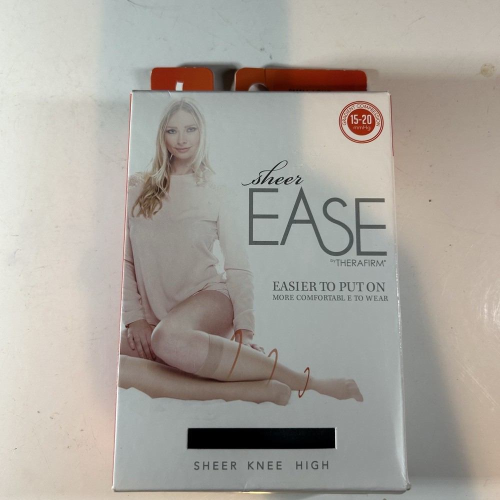 Sheer Ease Knee High Compression Stockings Small Long Coal