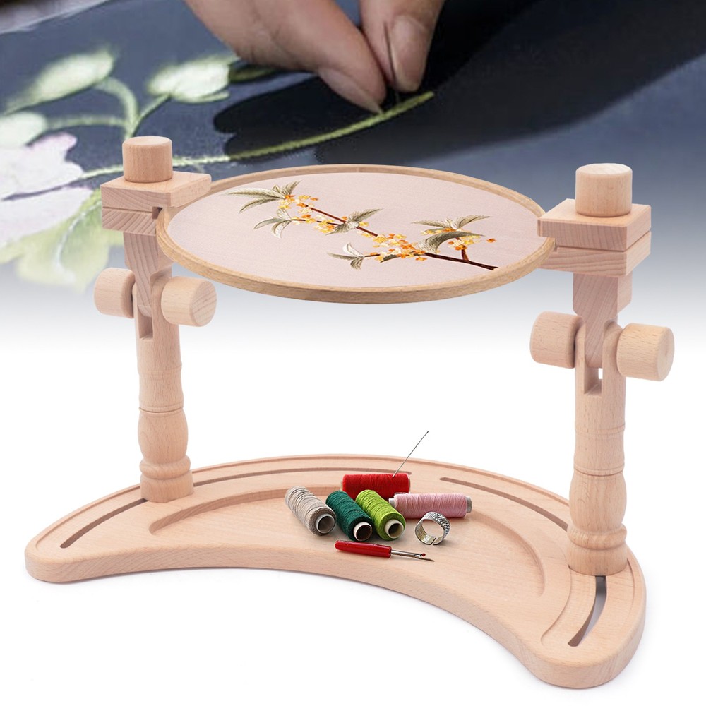 Moon Shape Embroidery Stand Adjustable Angle Desktop Frame for Needlework Craft