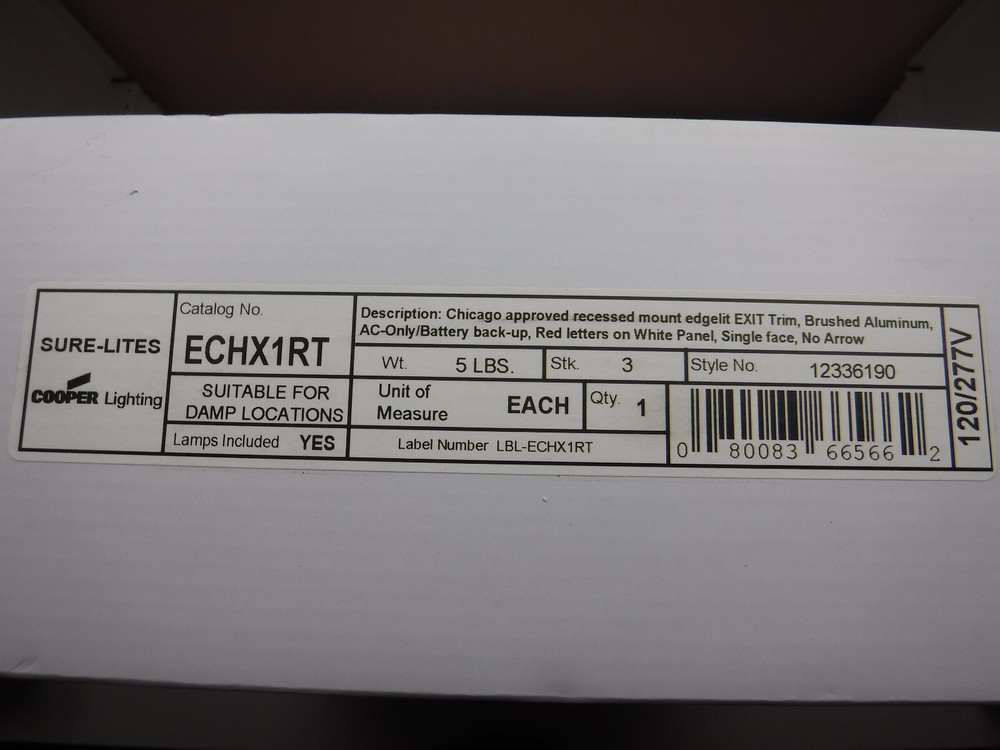 Cooper Lighting ECHX1RT Sure-Lites Series Exit Sign Chicago Approved